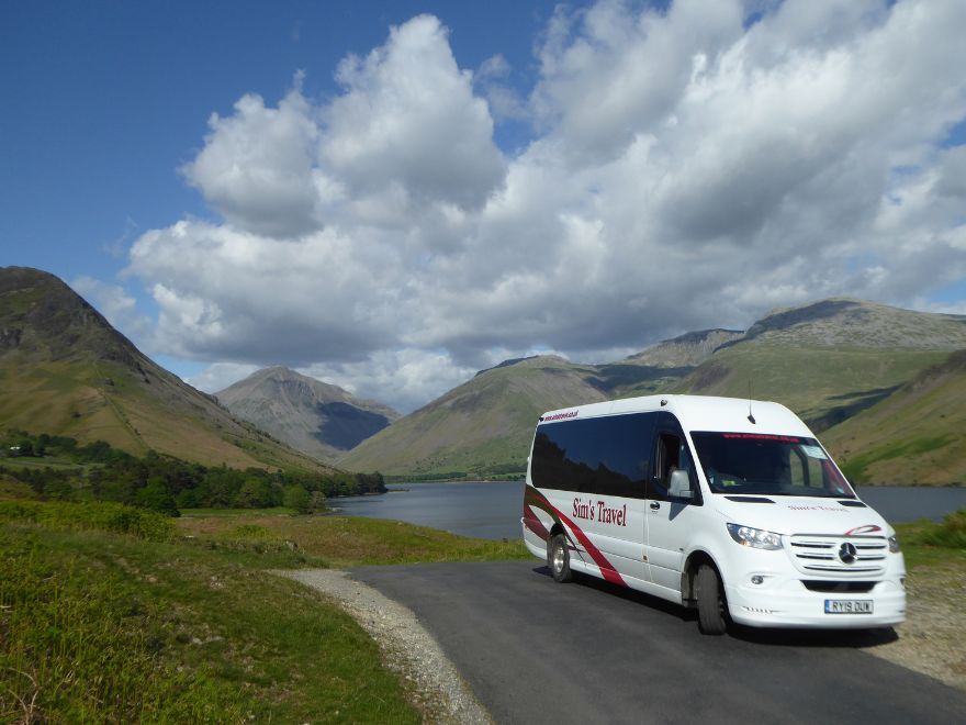 The Wasdale Shuttle Bus next to Wasdale Lake