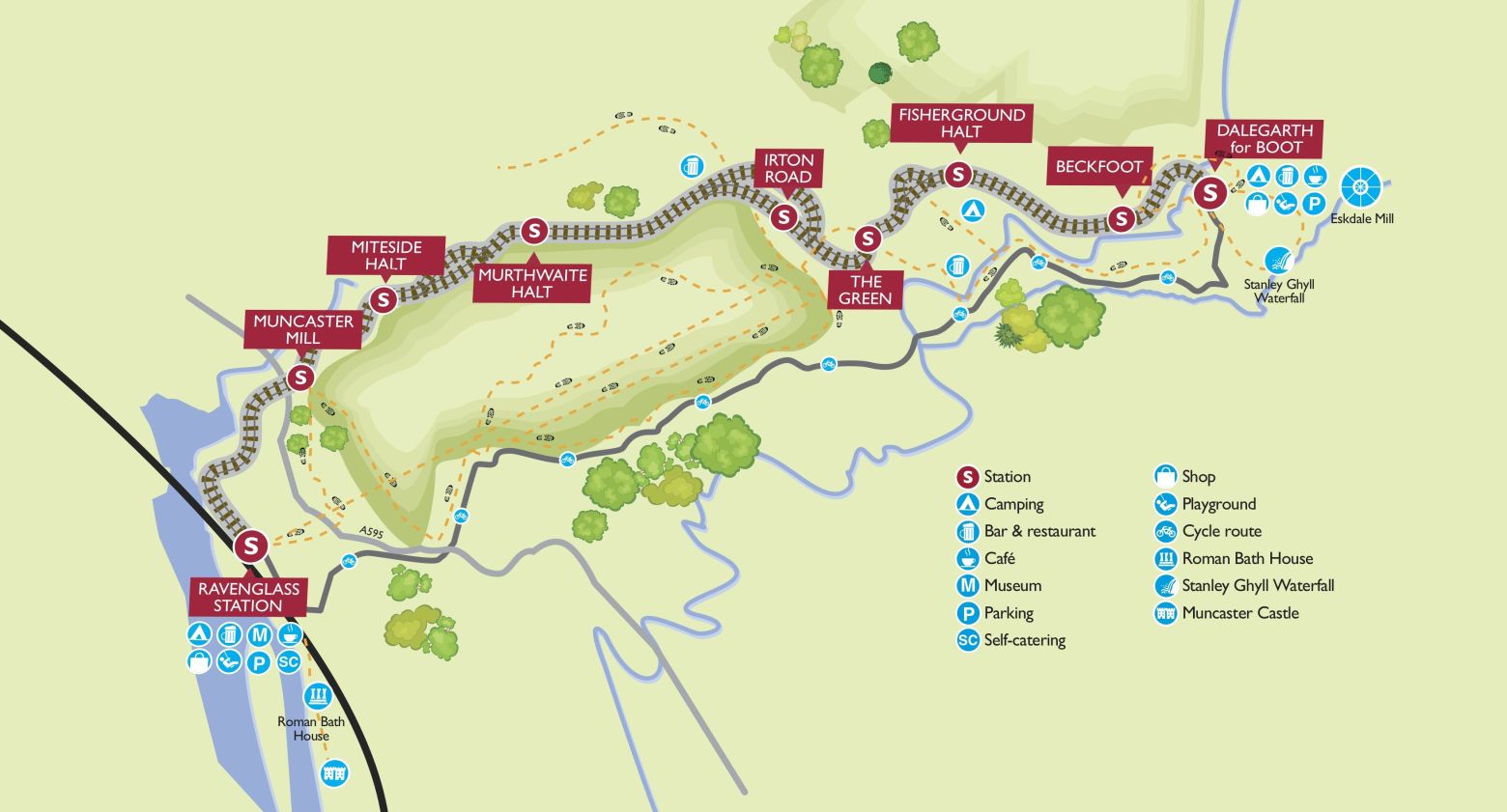 Cycling routes in the surrounding area of the Ravenglass and Eskdale Railway