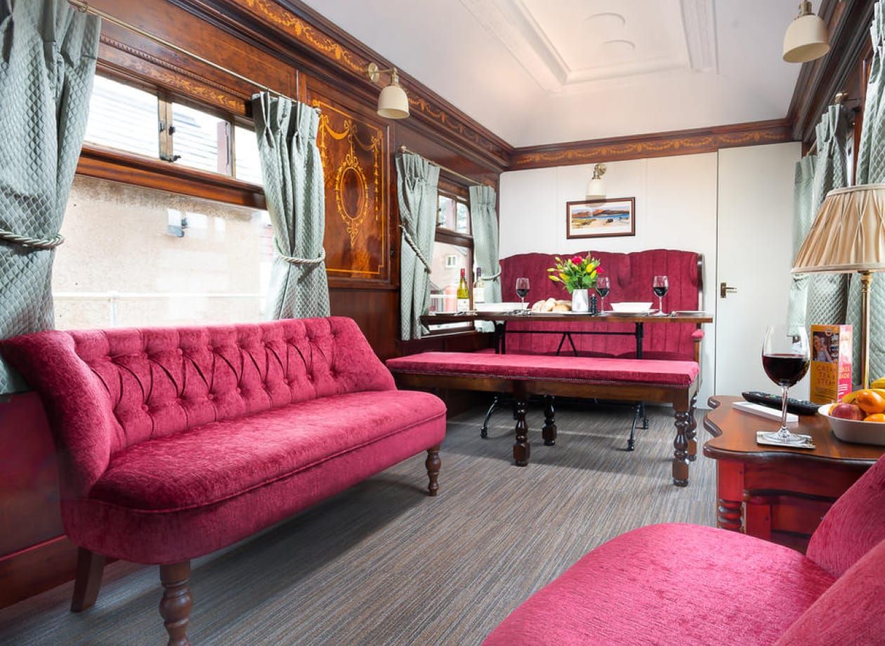 Inside our heritage Pullman Camping Coaches, the perfect self-catering break on site at the Ravenglass and Eskdale Railway