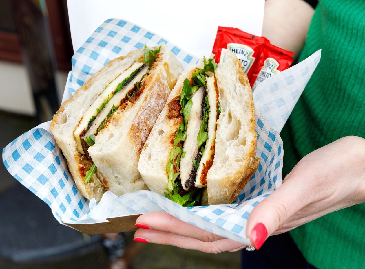 A sandwich on show from the Turntable Cafe at the Ravenglass and Eskdale Railway